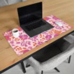 Bloemenpatroon - Roze - Oranje - Bloemen Muismat XXL klein -sfeer1
