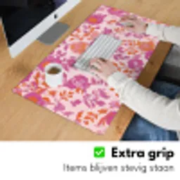 Bloemenpatroon - Roze - Oranje - Bloemen Muismat XXL klein -sfeer3