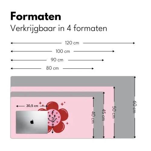 Bloem - Roze - Hartjes Muismat XXL klein -sfeer5