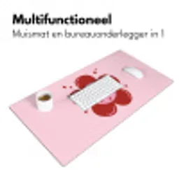 Bloem - Roze - Hartjes Muismat XXL klein -sfeer4