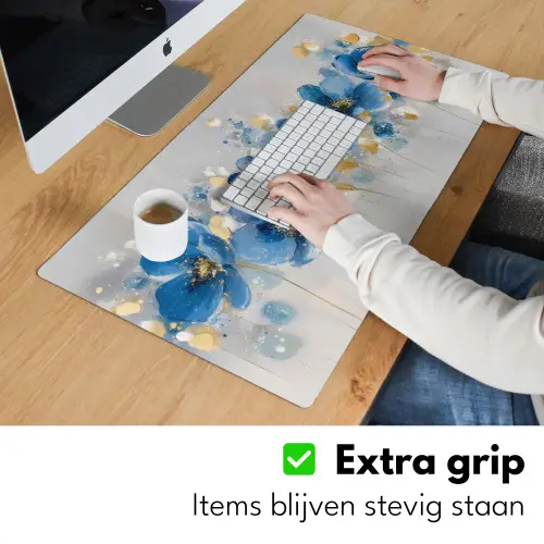 Bloemen - Blauw - Abstract Muismat XXL klein -sfeer3