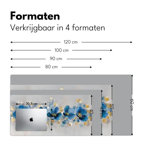 Bloemen - Blauw - Abstract Muismat XXL klein -sfeer5