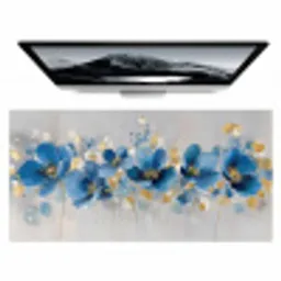 Bloemen - Blauw - Abstract Muismat XXL klein -zzz3d