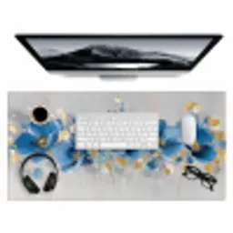Bloemen - Blauw - Abstract Muismat XXL klein -3d