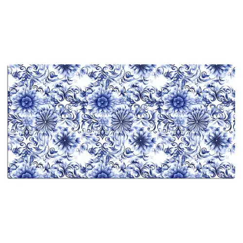 Bloemen - Blauw - Patroon - Wit Muismat XXL klein 681 -3d_leeg