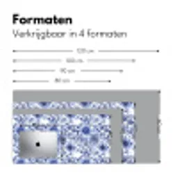 Bloemen - Blauw - Patroon - Wit Muismat XXL klein 681 -sfeer5