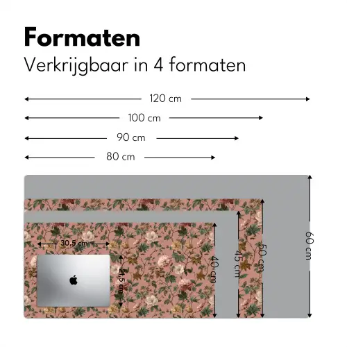 Bloemen - Klassiek - Roze Muismat XXL klein 681 -sfeer5