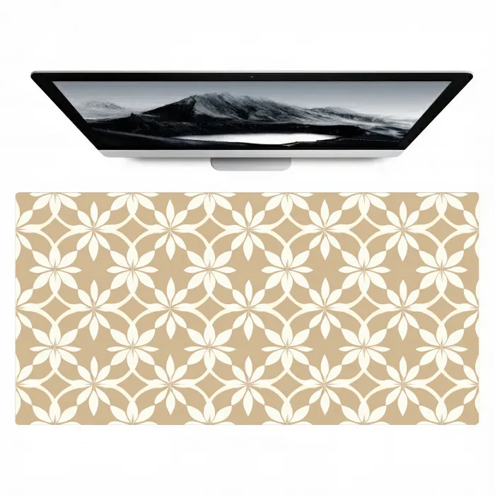 Bloemen - Patroon - Beige Muismat XXL klein 681 -zzz3d