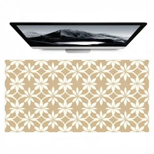 Bloemen - Patroon - Beige Muismat XXL klein 681 -zzz3d