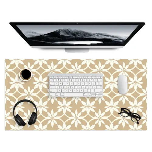 Bloemen - Patroon - Beige Muismat XXL klein 681 -3d