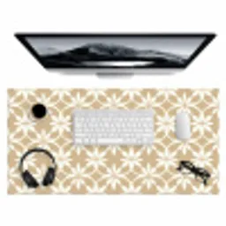 Bloemen - Patroon - Beige Muismat XXL klein 681 -3d
