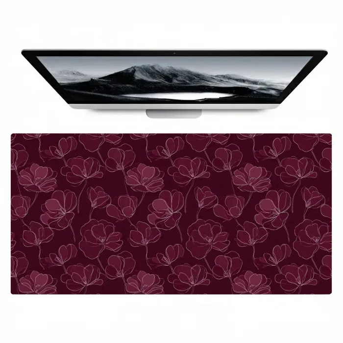Bloemen - Patroon - Bordeauxrood Muismat XXL klein 681 -zzz3d