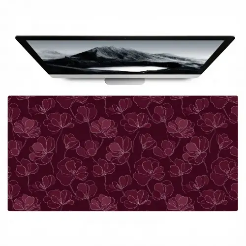 Bloemen - Patroon - Bordeauxrood Muismat XXL klein 681 -zzz3d