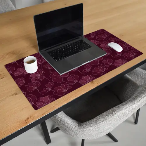 Bloemen - Patroon - Bordeauxrood Muismat XXL klein 681 -sfeer1