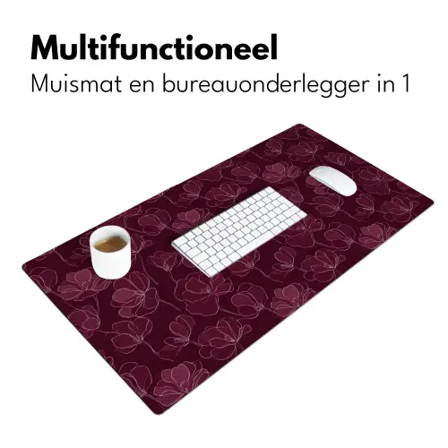 Bloemen - Patroon - Bordeauxrood Muismat XXL klein 681 -sfeer4