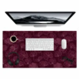 Bloemen - Patroon - Bordeauxrood Muismat XXL klein 681 -3d