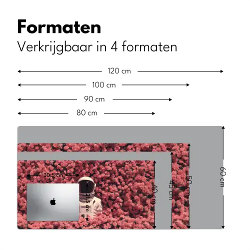 Bloemen - Roze - Astronaut Muismat XXL klein -sfeer5