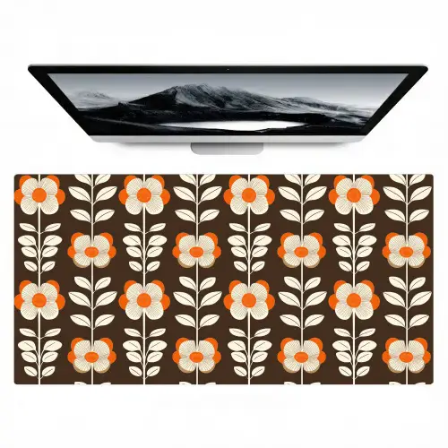 Bloemen - Retro - Bruin Muismat XXL klein 681 -zzz3d