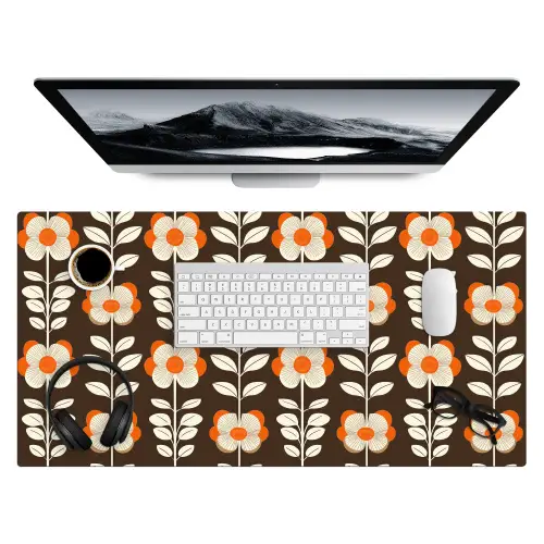Bloemen - Retro - Bruin Muismat XXL klein 681 -3d