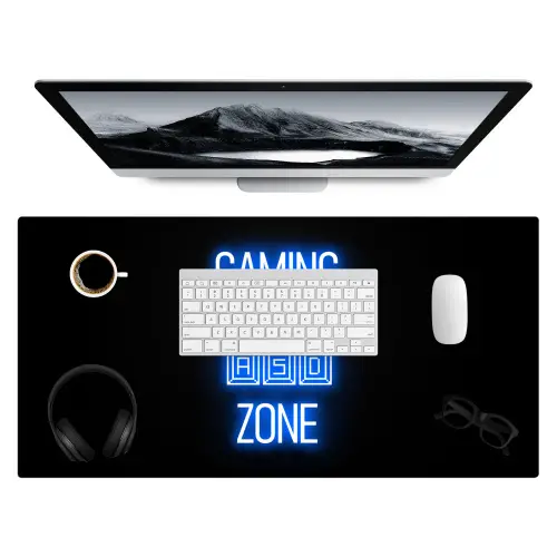 gaming-tekst-gaming-zone-neon-blauw Muismat XXL klein -3d
