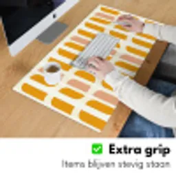 Geometrisch - Patroon - Geel - Roze Muismat XXL klein 681 -sfeer3