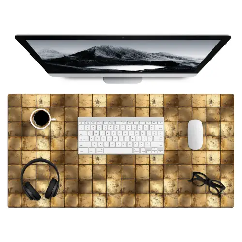 Geometrisch - Tegels - Goud Muismat XXL klein 681 -3d