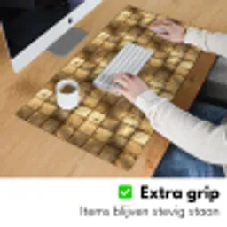 Geometrisch - Tegels - Goud Muismat XXL klein 681 -sfeer3