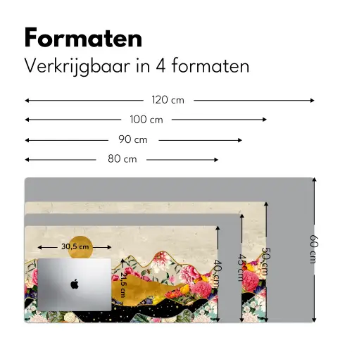 Goud - Bloemen - Print - Abstract - Landschap - Patronen Muismat XXL klein -sfeer5