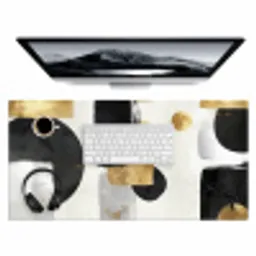 Goud - Rechthoeken - Cirkels - Abstract Muismat XXL klein -3d