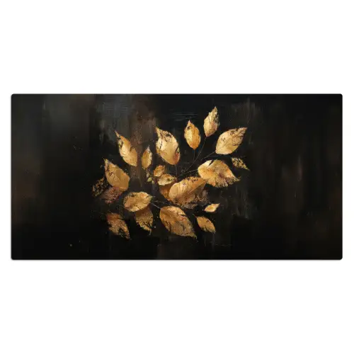 Gouden Bladeren op Donkere Achtergrond Muismat XXL klein -3d_leeg