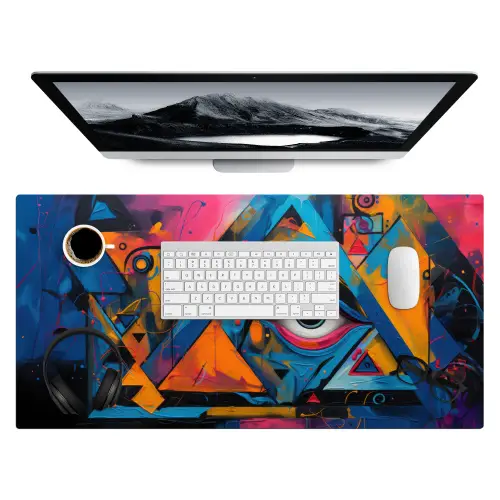 Graffiti - Kleuren - Oog - Kunst Muismat XXL klein -3d