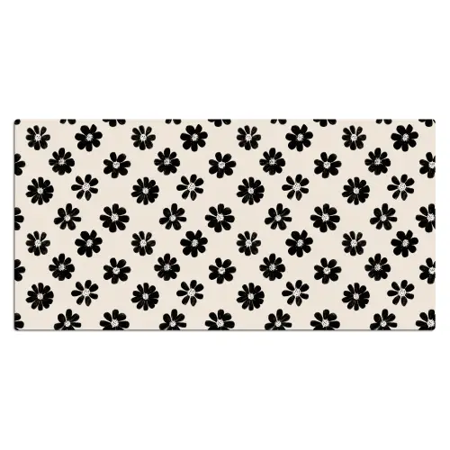 Grafisch - Madeliefjes - Zwart - Beige Muismat XXL klein 681 -3d_leeg