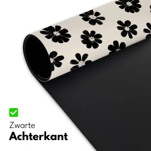 Grafisch - Madeliefjes - Zwart - Beige Muismat XXL klein 681 -sfeer2