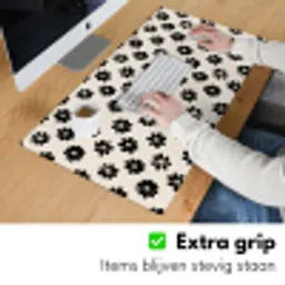 Grafisch - Madeliefjes - Zwart - Beige Muismat XXL klein 681 -sfeer3