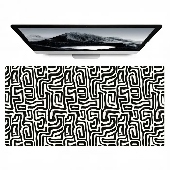 Grafisch - Lijnen - Zwart - Wit Muismat XXL klein 681 -zzz3d