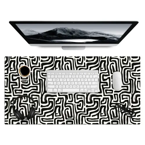 Grafisch - Lijnen - Zwart - Wit Muismat XXL klein 681 -3d