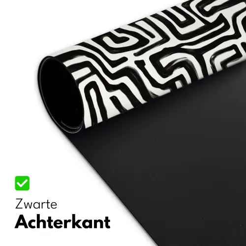 Grafisch - Lijnen - Zwart - Wit Muismat XXL klein 681 -sfeer2
