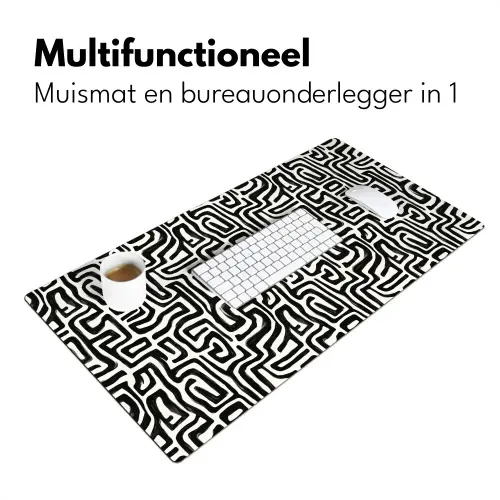 Grafisch - Lijnen - Zwart - Wit Muismat XXL klein 681 -sfeer4