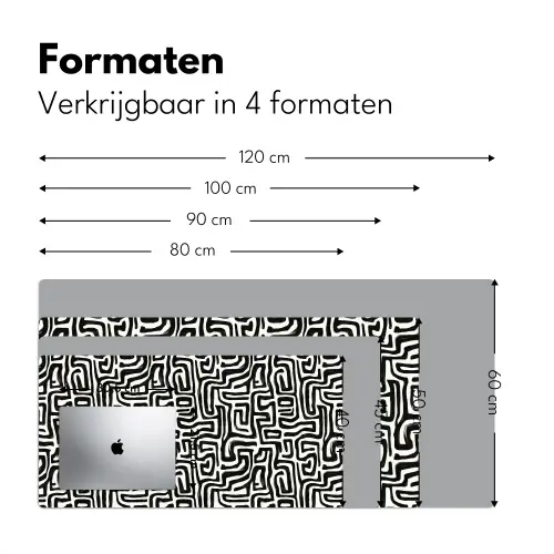 Grafisch - Lijnen - Zwart - Wit Muismat XXL klein 681 -sfeer5