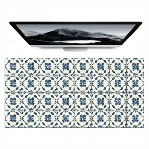 Grafisch - Tegel - Blauw Muismat XXL klein 681 -zzz3d