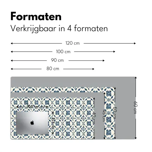 Grafisch - Tegel - Blauw Muismat XXL klein 681 -sfeer5