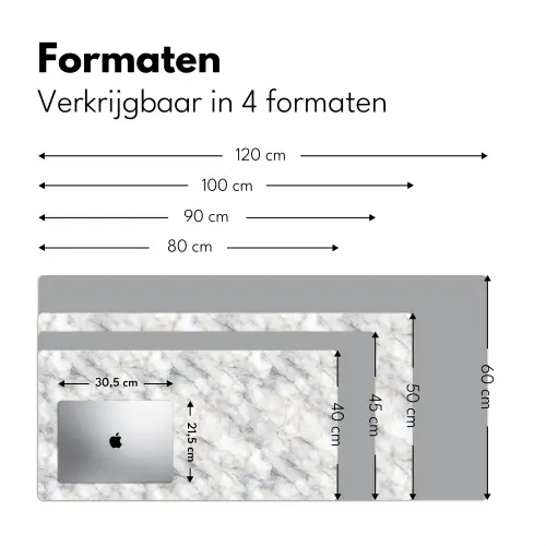 Grijs - Marmer - Gedetailleerd Muismat XXL klein 681 -sfeer5