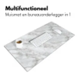 Grijs - Wit - Marmer Muismat XXL klein 681 -sfeer4