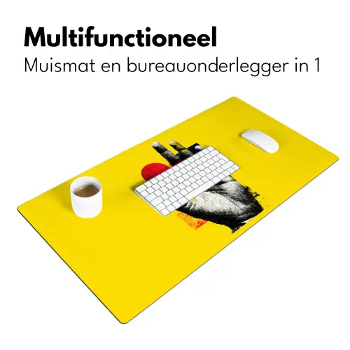 Hand - Rode cirkel - Geel Muismat XXL klein -sfeer4