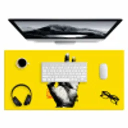 Hand - Rode cirkel - Geel Muismat XXL klein -3d