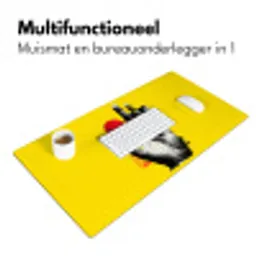 Hand - Rode cirkel - Geel Muismat XXL klein -sfeer4
