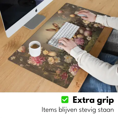Haas - Stilleven - Bloemen Muismat XXL klein -sfeer3