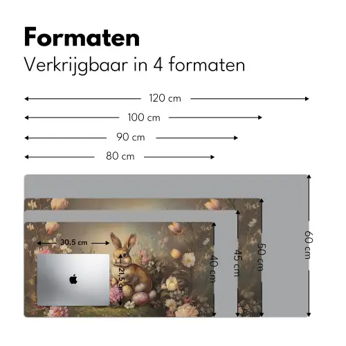 Haas - Stilleven - Bloemen Muismat XXL klein -sfeer5