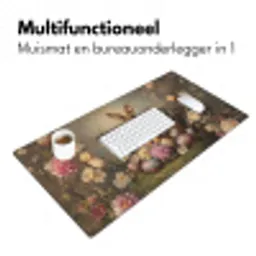 Haas - Stilleven - Bloemen Muismat XXL klein -sfeer4