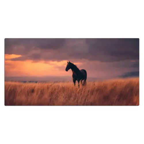 Paard - Wolken - Open veld Muismat XXL klein -3d_leeg